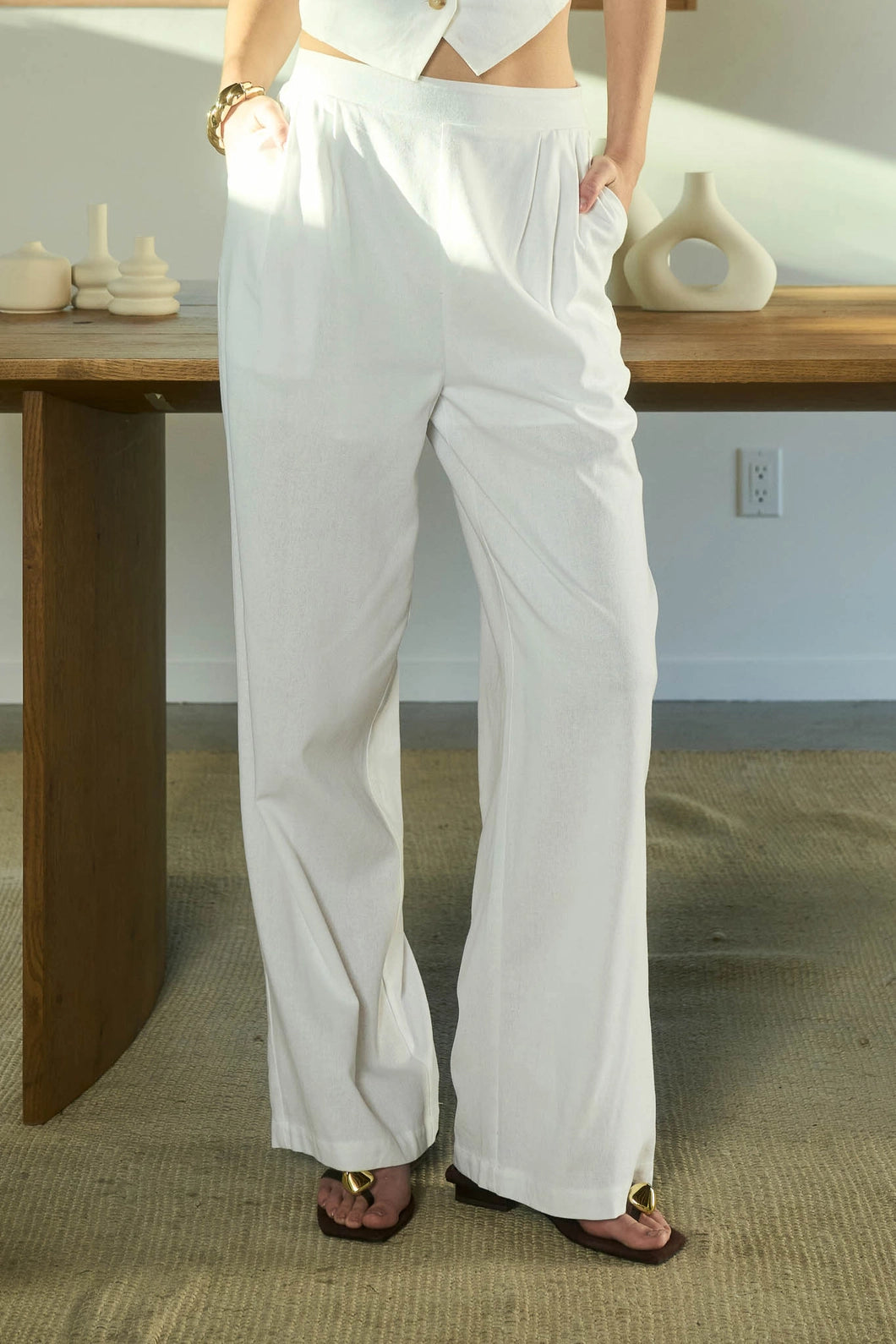 Vera Pleat Linen Pants