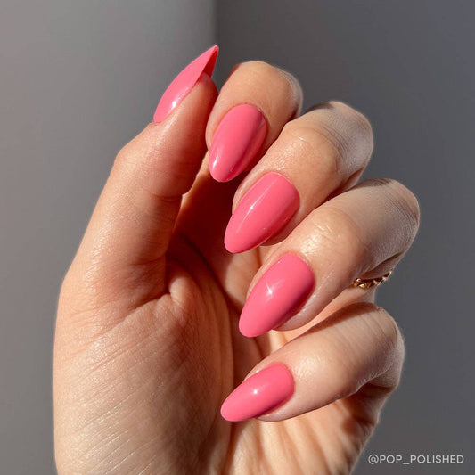 Glamnetic - Flamingo Pink Press-On Nails | Solid Nails | Short Almond