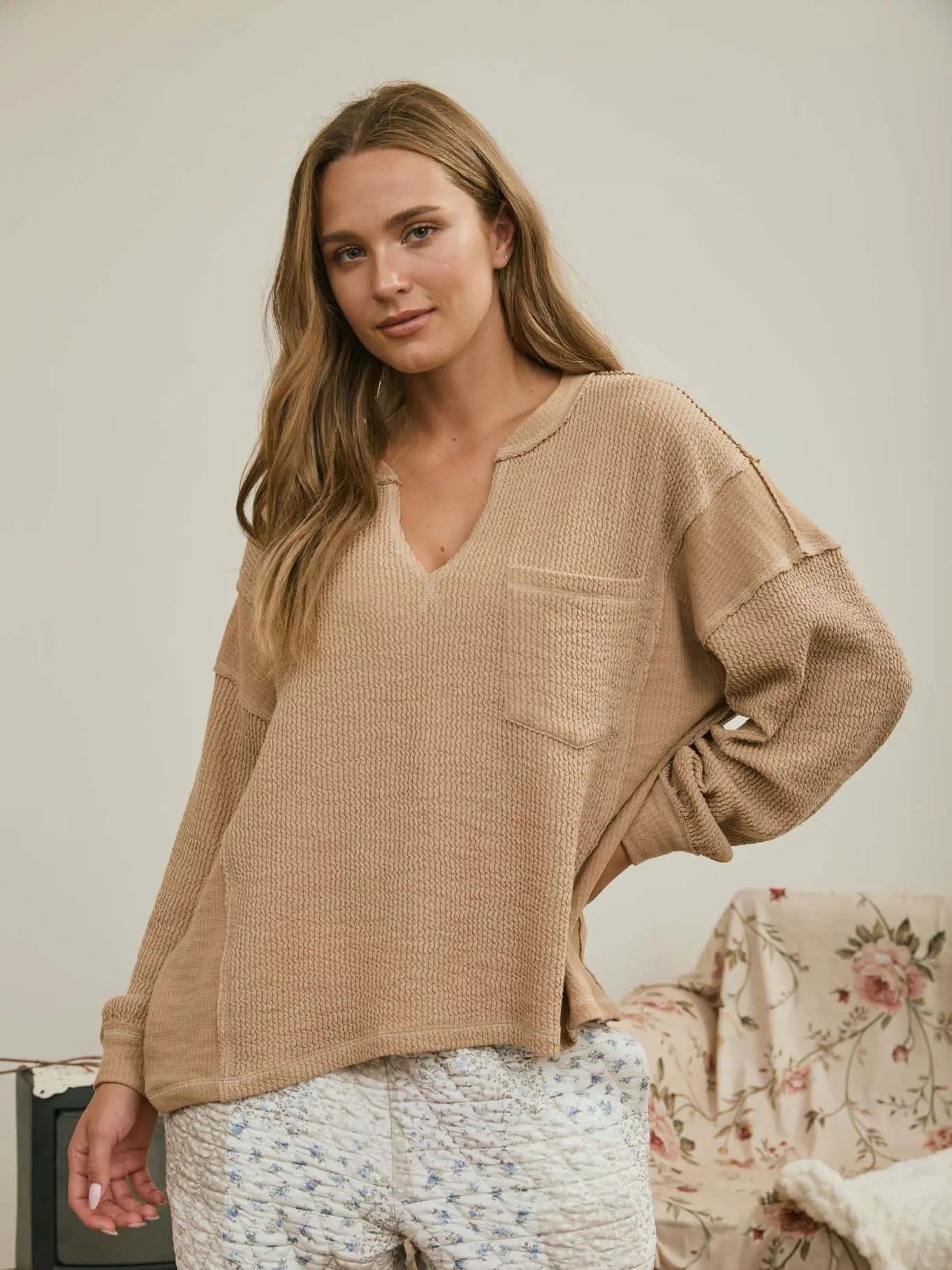 The Weekend Ready Top-Khaki