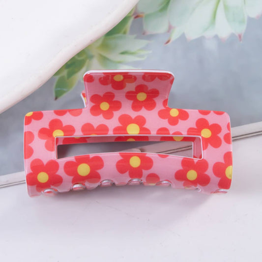 FLOWER FLORAL PRINT HAIR CLAW CLIPS