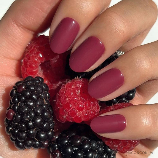 Glamnetic - Berry Maroon Press-On Nails | Fall Solids | Short Round