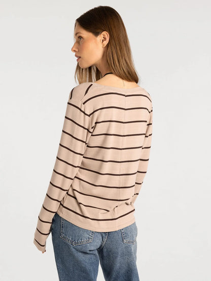 LAUREN TOP- PEBBLE BROWN STRIPE
