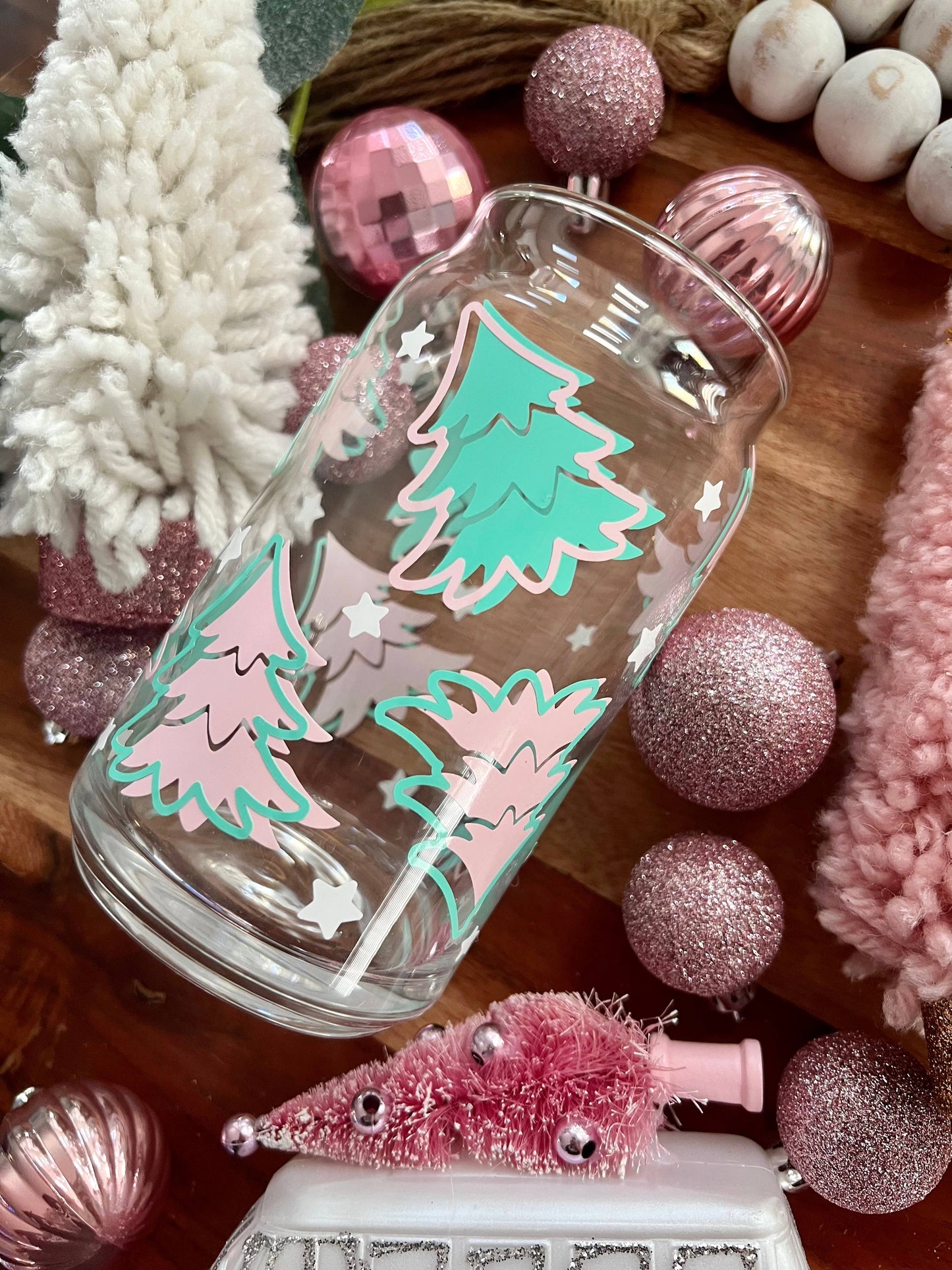 Pastel Christmas Beer Can Glass