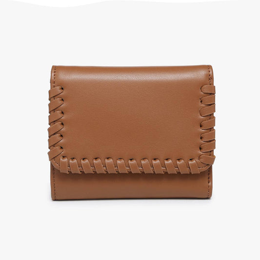 Logan Whipstitch Tri-fold Wallet: Brown
